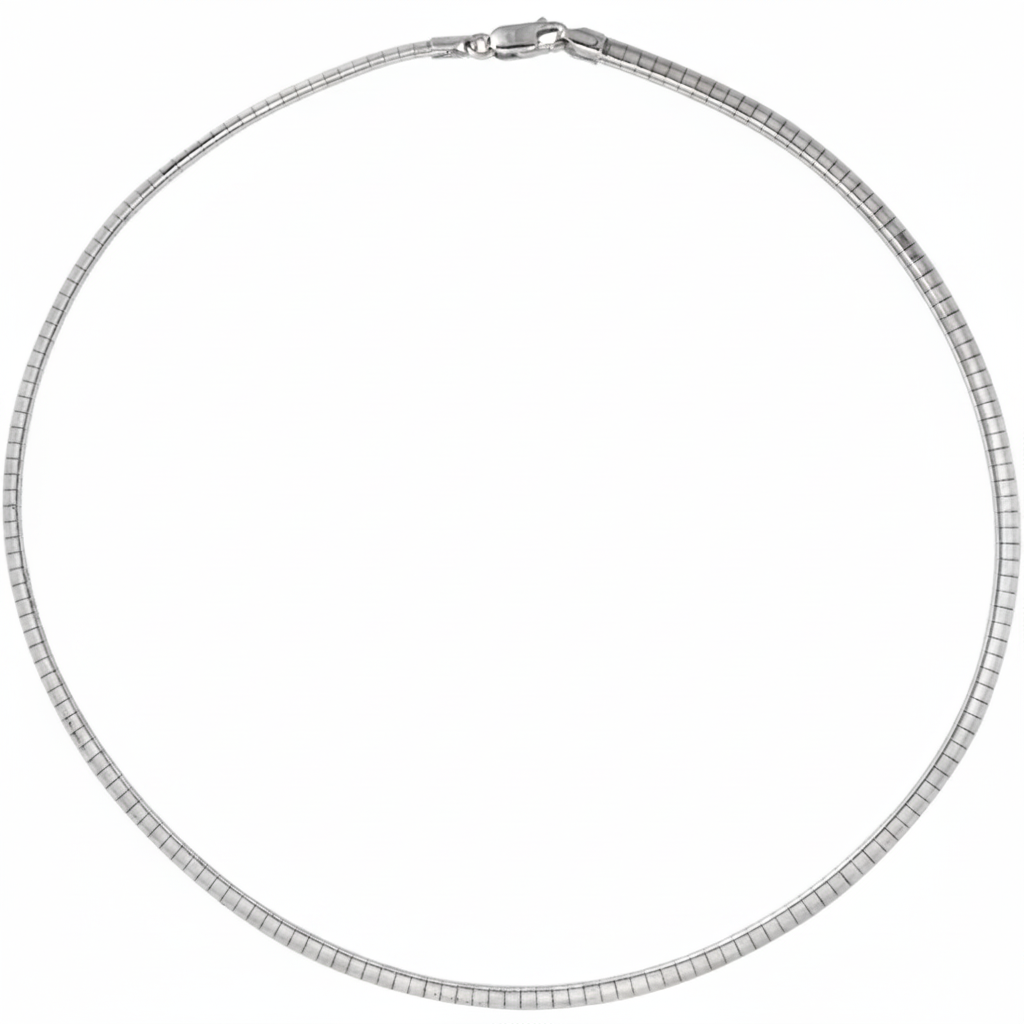 925 Sterling Silver Omega Round Chain Necklace Italy