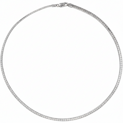 925 Sterling Silver Omega Round Chain Necklace Italy