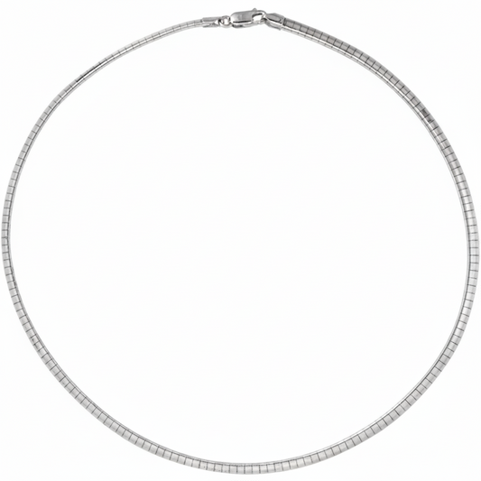 925 Sterling Silver Omega Round Chain Necklace Italy