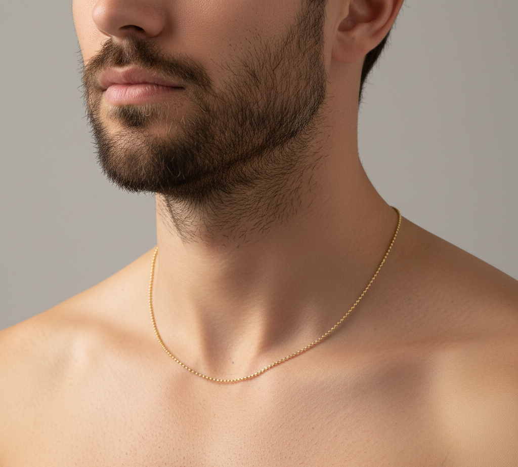 Diamond Cut Bead Chain Necklace – Gold Plated 925 Sterling Silver – 1mm – 16"–20" – Made in Italy