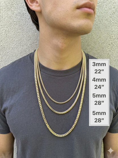 Franco Link Chain Necklace - 14k Gold Vermeil 925 Sterling Silver - 8"-30" - 1.3mm-7mm