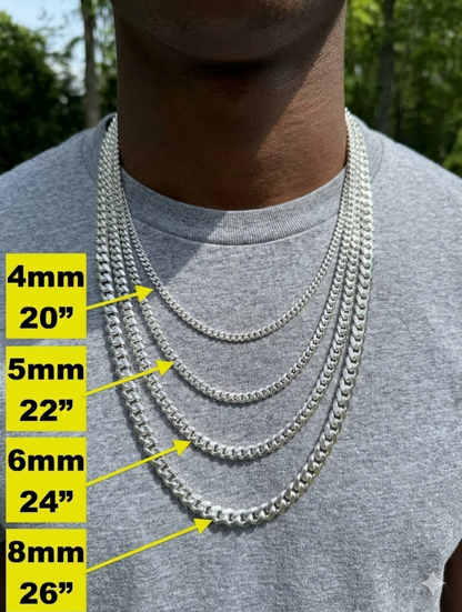 Mens Real Solid 925 Sterling Silver Miami Cuban Chain 4-10mm Heavy Link Necklace