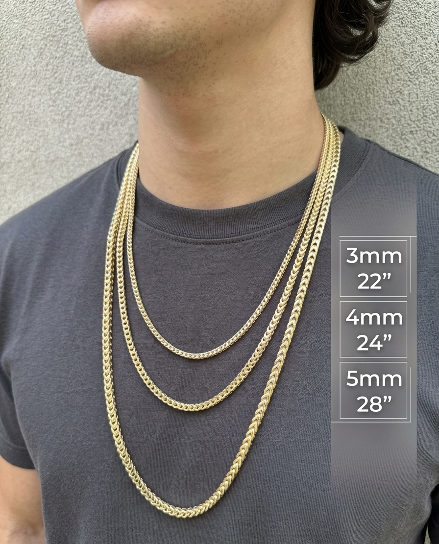 Franco Link Chain Necklace - 14k Gold Vermeil 925 Sterling Silver - 8"-30" - 1.3mm-7mm