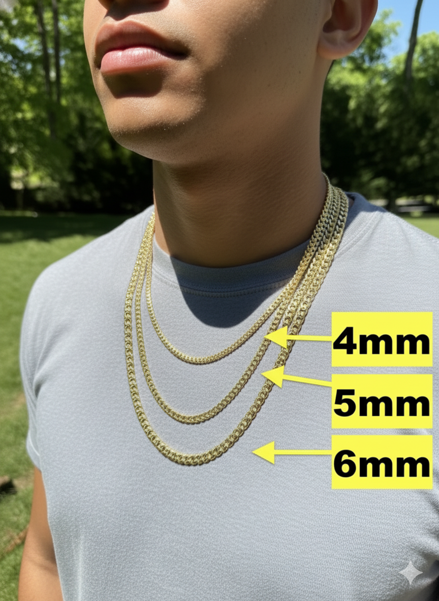 Miami Cuban Link Chain Necklace Lobster Clasp - Yellow Gold Vermeil 925 Sterling Silver - 16"-30" - 2mm-12mm