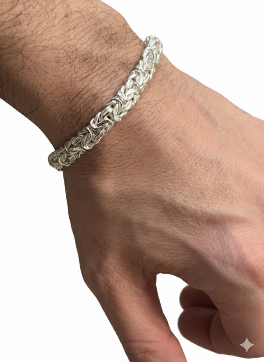 Real Solid 925 Sterling Silver Anti Tarnish Flat Byzantine Chain Men Necklace 8-11mm 8-30" Made in Italy
