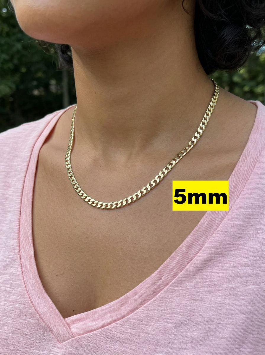 Flat Curb Cuban Chain Necklace - 14k Gold Vermeil 925 Sterling Silver - 16"-24" - 2mm-6mm Italy