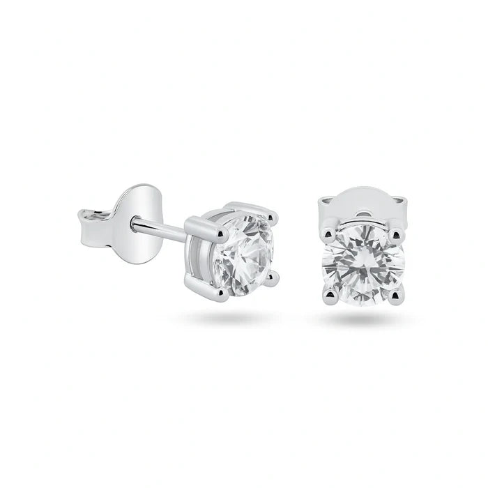 925 Sterling Silver Moissanite 5mm Round Push Back Earring