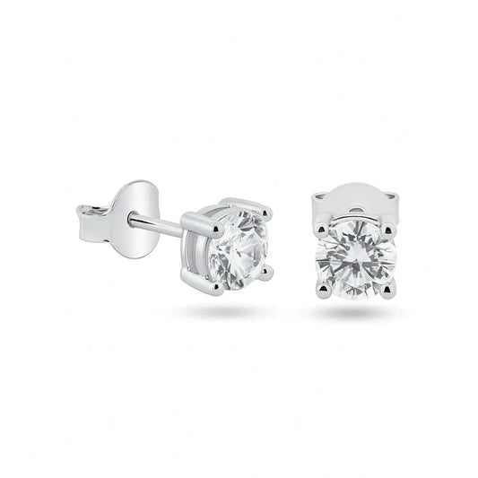 925 Sterling Silver Moissanite 5mm Round Push Back Earring