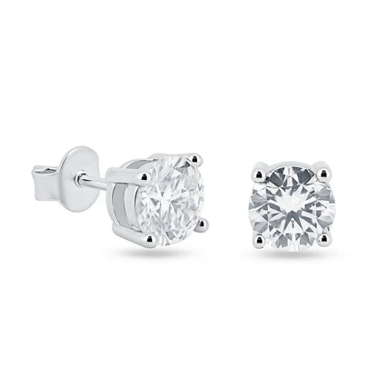925 Sterling Silver Moissanite 6mm Round Push Back Earring