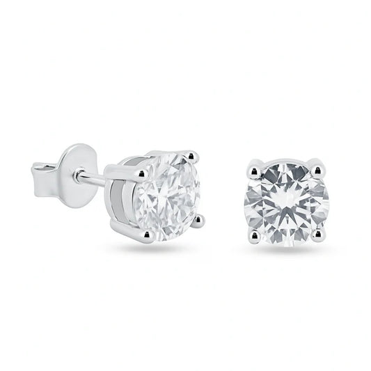 925 Sterling Silver Moissanite 6mm Round Push Back Earring