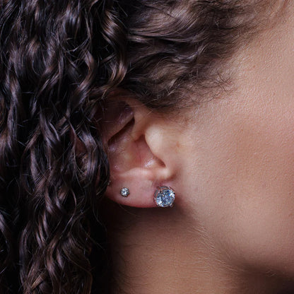 925 Sterling Silver Moissanite 8mm Round Push Back Earring
