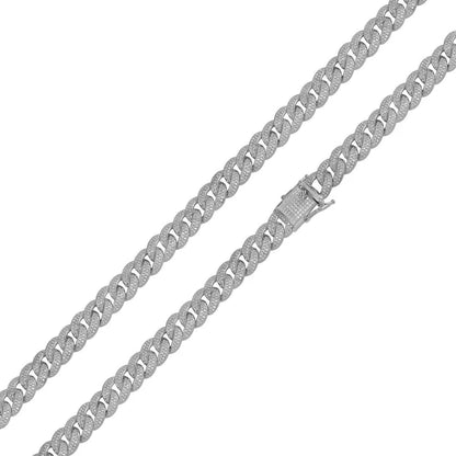 Rhodium Plated 925 Sterling Silver Moissanite Miami Cuban 10mm Bracelet or Necklace