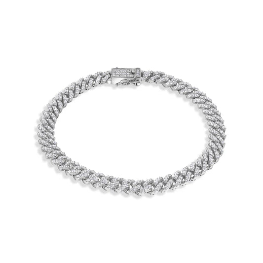 Rhodium Plated 925 Sterling Silver Monaco Moissanite Stone 5mm Bracelet