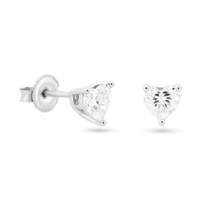 Sterling Rhodium Plated 925 Sterling Silver Moissanite Stone Heart Earring