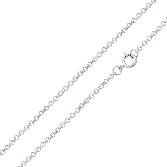 Rhodium Plated 925 Sterling Silver Rolo Chain Necklace – 1.35mm  Made in Italy