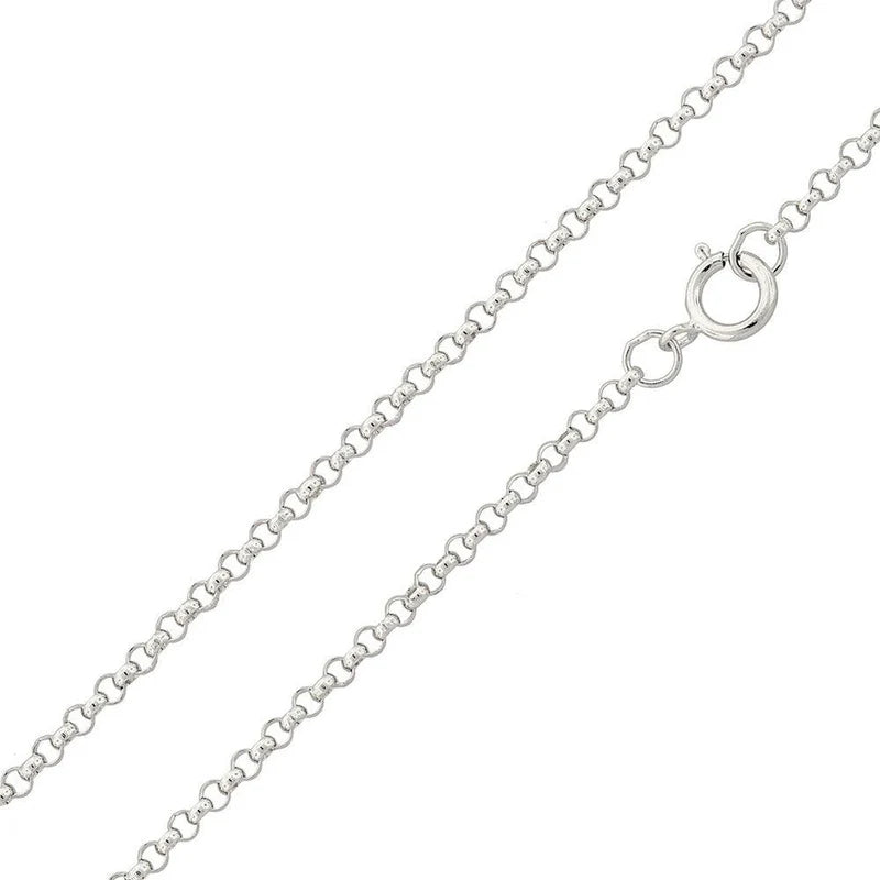 Rhodium Plated 925 Sterling Silver Rolo Chain Necklace – 2mm – Made in Italy