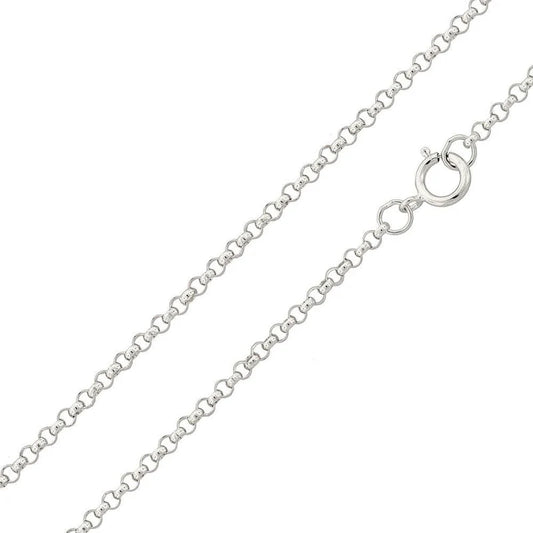 Rhodium Plated 925 Sterling Silver Rolo Chain Necklace – 2mm – Made in Italy