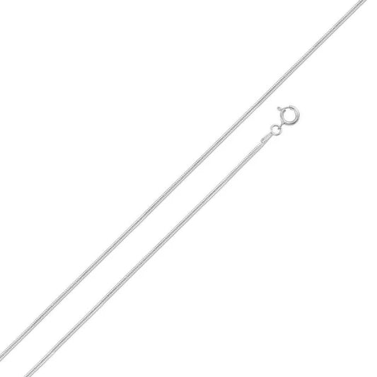 Rhodium Plated 925 Sterling Silver Round Snake Chain Necklace – 1mm  – Made in Italy