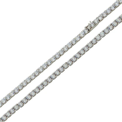 Rhodium Plated 925 Sterling Silver Round CZ Tennis Necklace and Bracelet 3mm