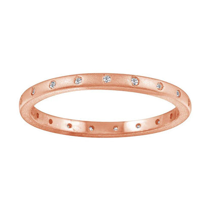 Matte Finish Rose-Gold Plated 925 Sterling Silver CZ Eternity Ring