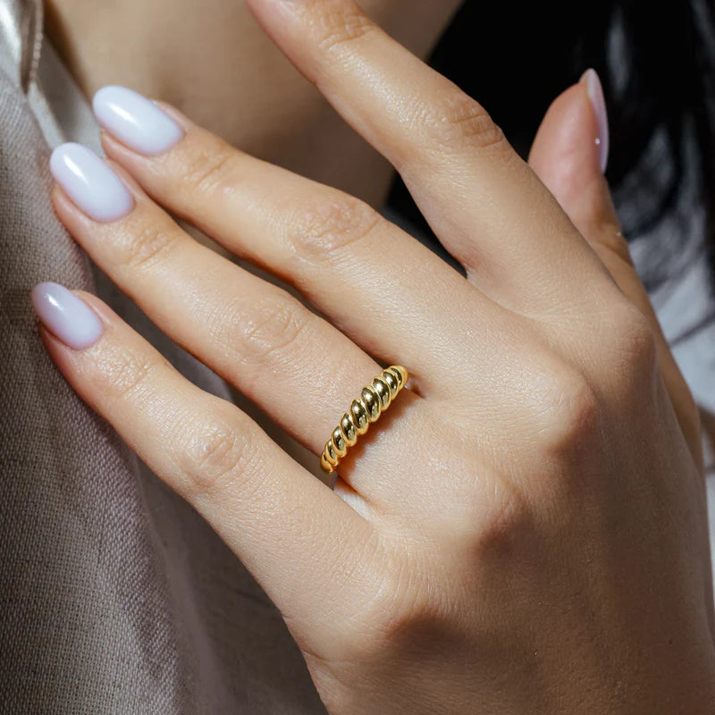 Gold Plated 925 Sterling Silver Croissant Design Ring