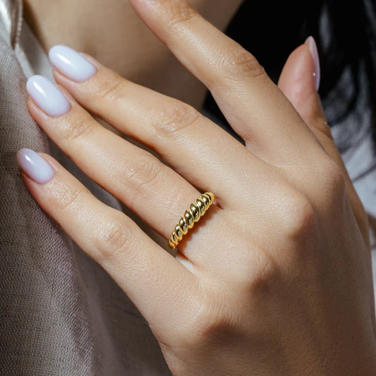 Gold Plated 925 Sterling Silver Croissant Design Ring