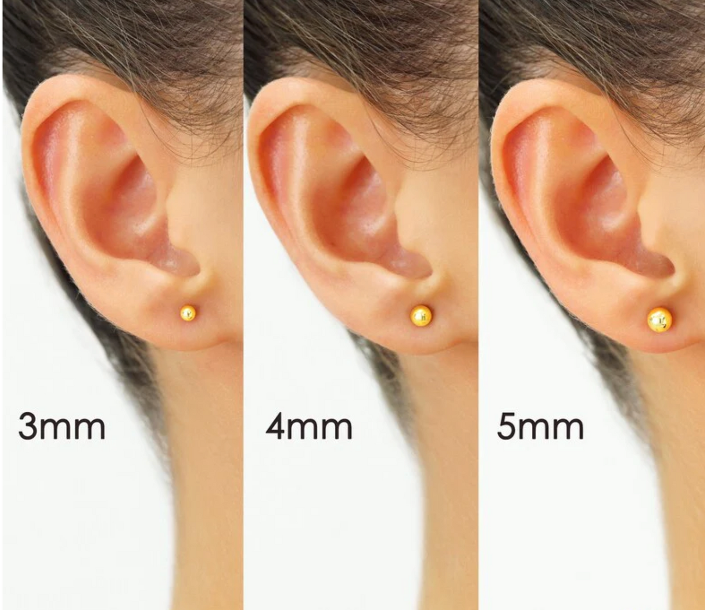 14 Karat Yellow Gold Screw Backing Bead Stud Earring