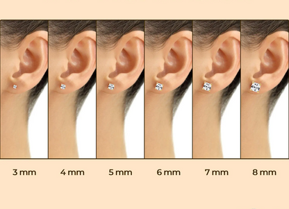 14 Karat Yellow Gold Square Silicone Backing CZ Stud Earring