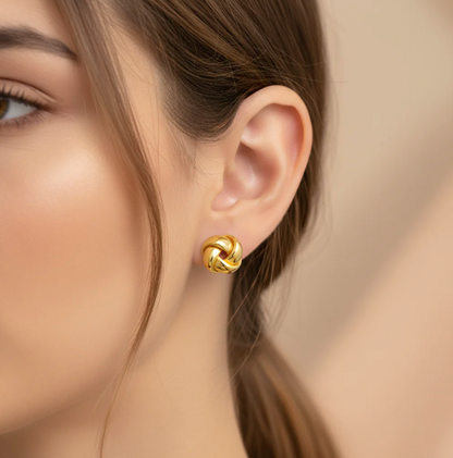 925 Sterling Silver Love Knot Stud Earrings | Rhodium Plated | Gold Plated | Rose Gold.
