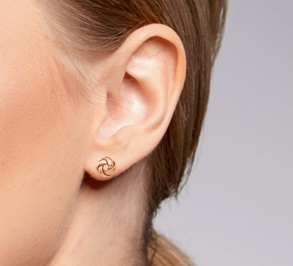 925 Sterling Silver Love Knot Stud Earrings | Rhodium Plated | Gold Plated | Rose Gold.