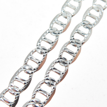 Real 925 Sterling Silver Diamond Cut Mariner Chain Necklace – All Sizes – Made in Italy