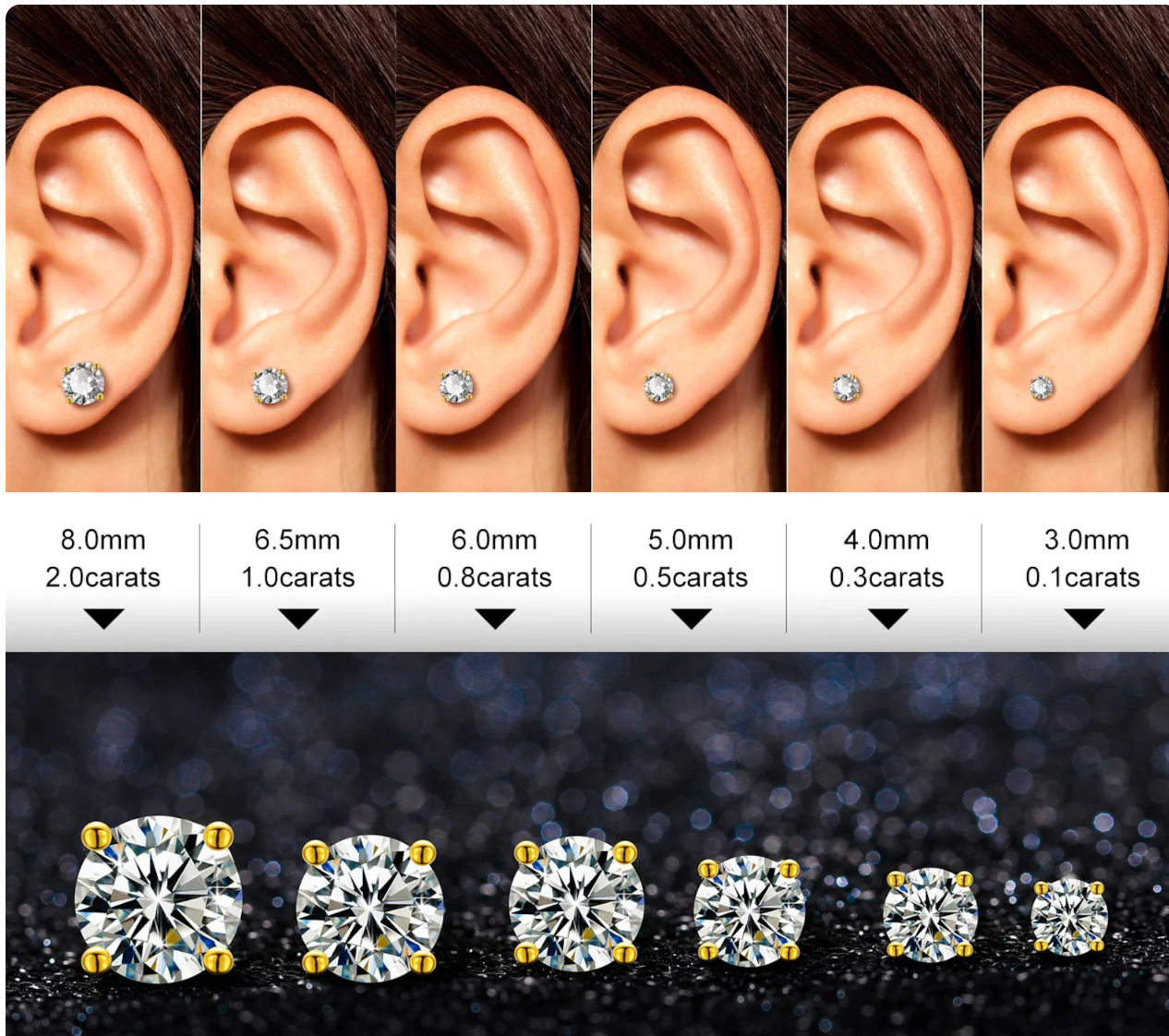 14 Karat Yellow Gold Push Backing Round Stud Earring