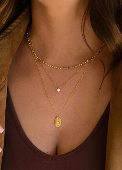 Horizontal Diamond Cut Bead Chain Necklace – Gold Plated 925 Sterling Silver – 2mm – 16"–30" – Made in Italy