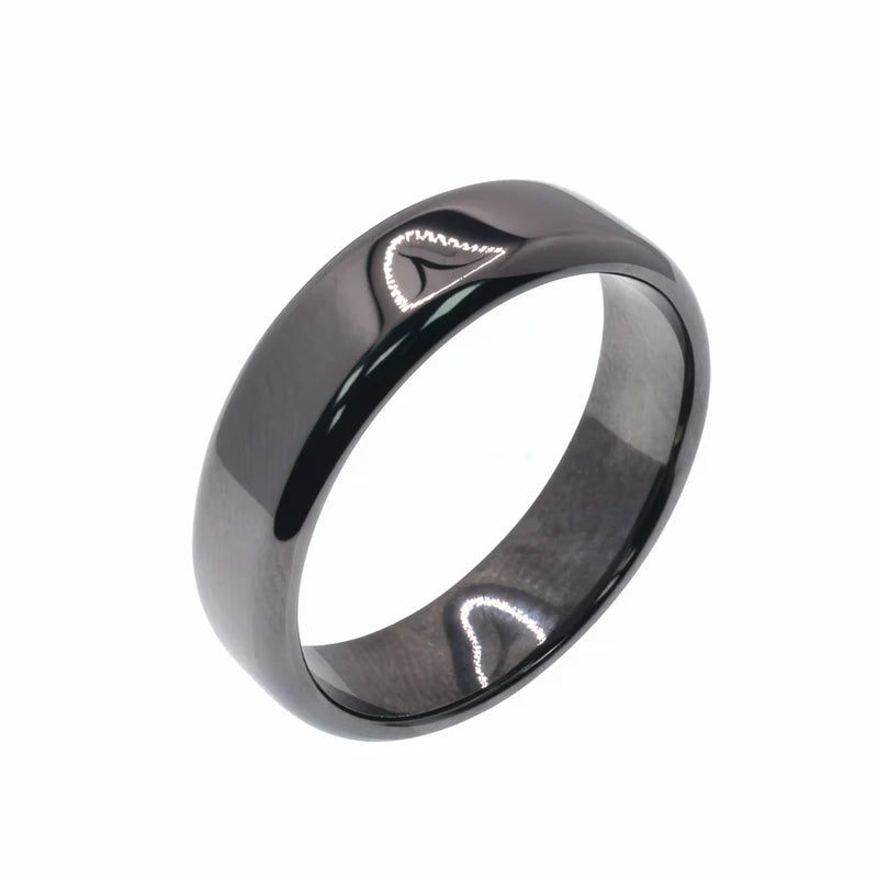 Black Rhodium Plated 925 Sterling Silver Men's Plain Band 5.6mm Ring