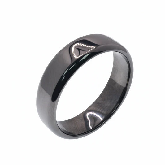Black Rhodium Plated 925 Sterling Silver Men's Plain Band 5.6mm Ring