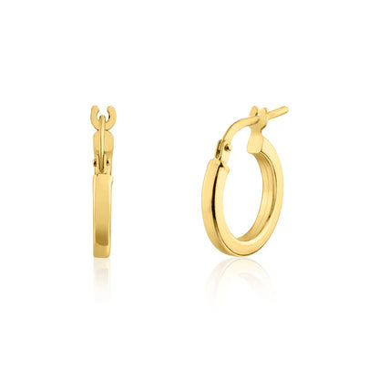 Gold Plated 925 Sterling Silver Silver 2mm Hoop Earring