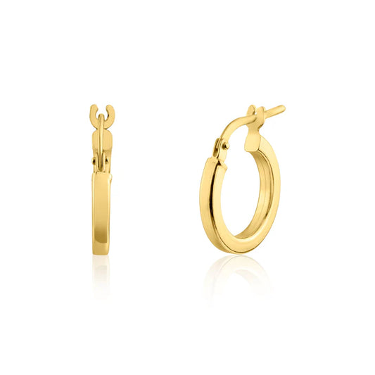 Gold Plated 925 Sterling Silver Silver 2mm Hoop Earring