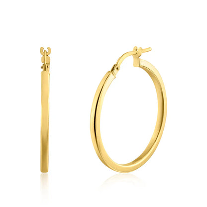 Gold Plated 925 Sterling Silver Silver 2mm Hoop Earring