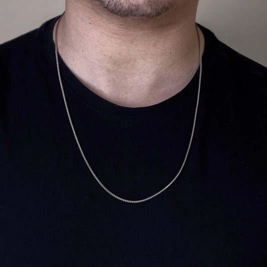 Rhodium Plated 925 Sterling Silver Franco Chain 1.1mm Made in Italy