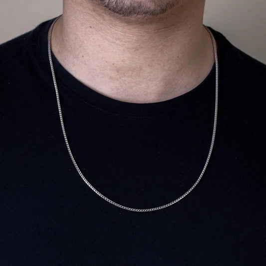 Rhodium Plated 925 Sterling Silver Franco Chain 2mm Made in Italy