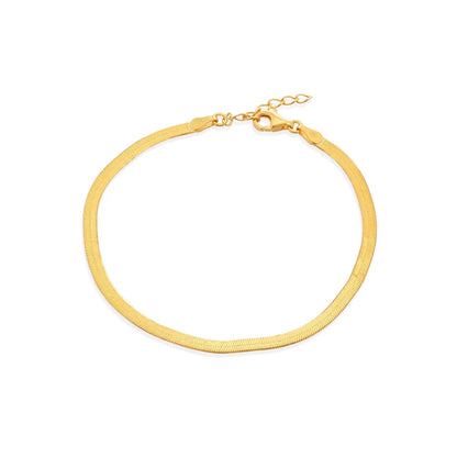 Herringbone Chain Necklace or Bracelet – Gold Plated 925 Sterling Silver – 3mm – 7" & 16" – Made in Italy