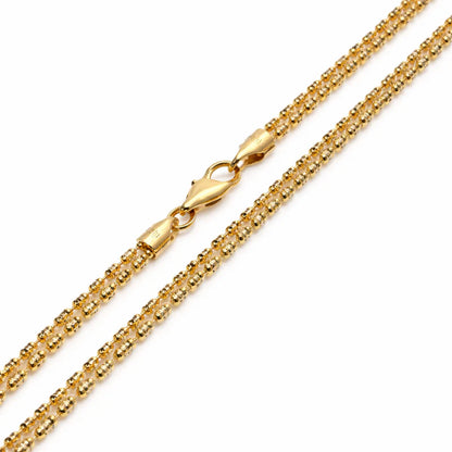 Ice 3-Sided Diamond Cut Chain Necklace or Bracelet – Gold Plated 925 Sterling Silver – 4mm – 8"–24" – Made in Italy