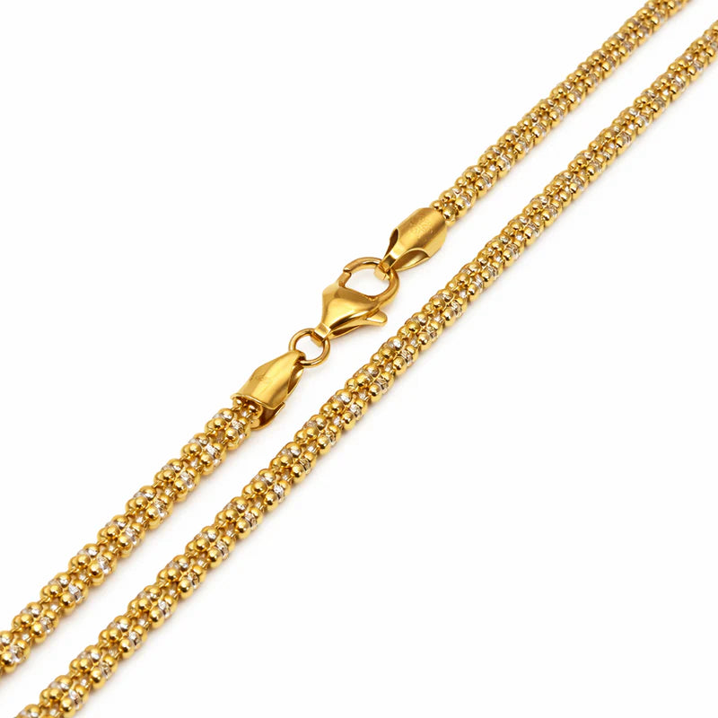 Gold Plated 925 Sterling Silver Ice 4 Sided Diamond Cut 4mm Chain or Bracelet