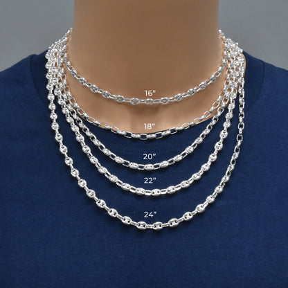 Puffed Gucci Mariner Chain Necklace or Bracelet – 925 Sterling Silver – 6mm to 11mm – Made in Italy