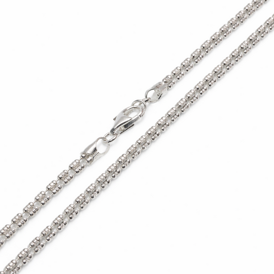 925 Sterling Silver Ice 3 Sided Diamond Cut 4mm Chain or Bracelet