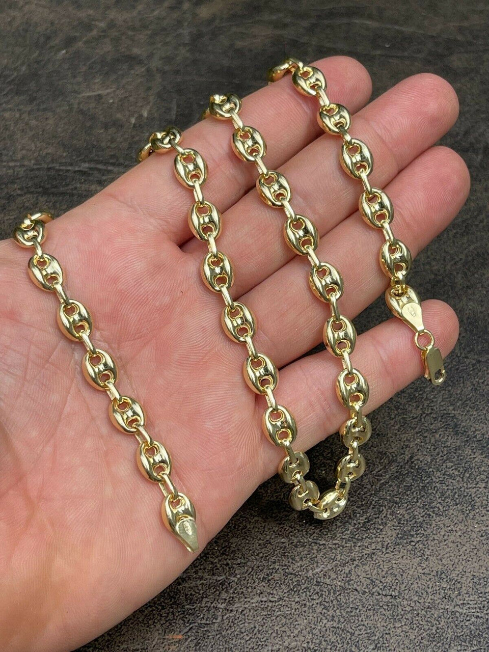 Puffed Gucci Mariner Chain Necklace or Bracelet – 14k Gold Vermeil 925 Sterling Silver – 7mm – Made in Italy