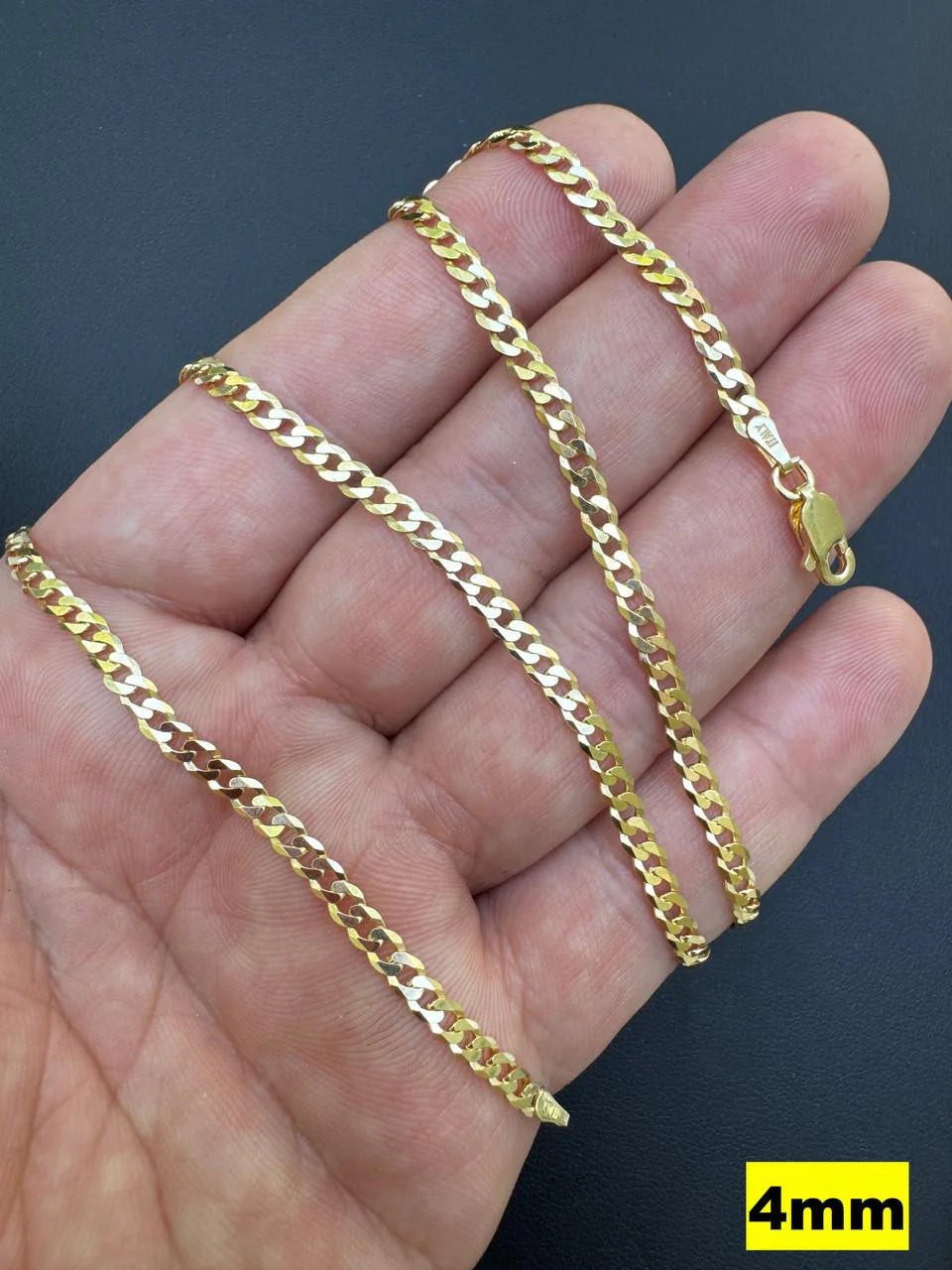 Flat Curb Cuban Chain Necklace - 14k Gold Vermeil 925 Sterling Silver - 16"-24" - 2mm-6mm Italy