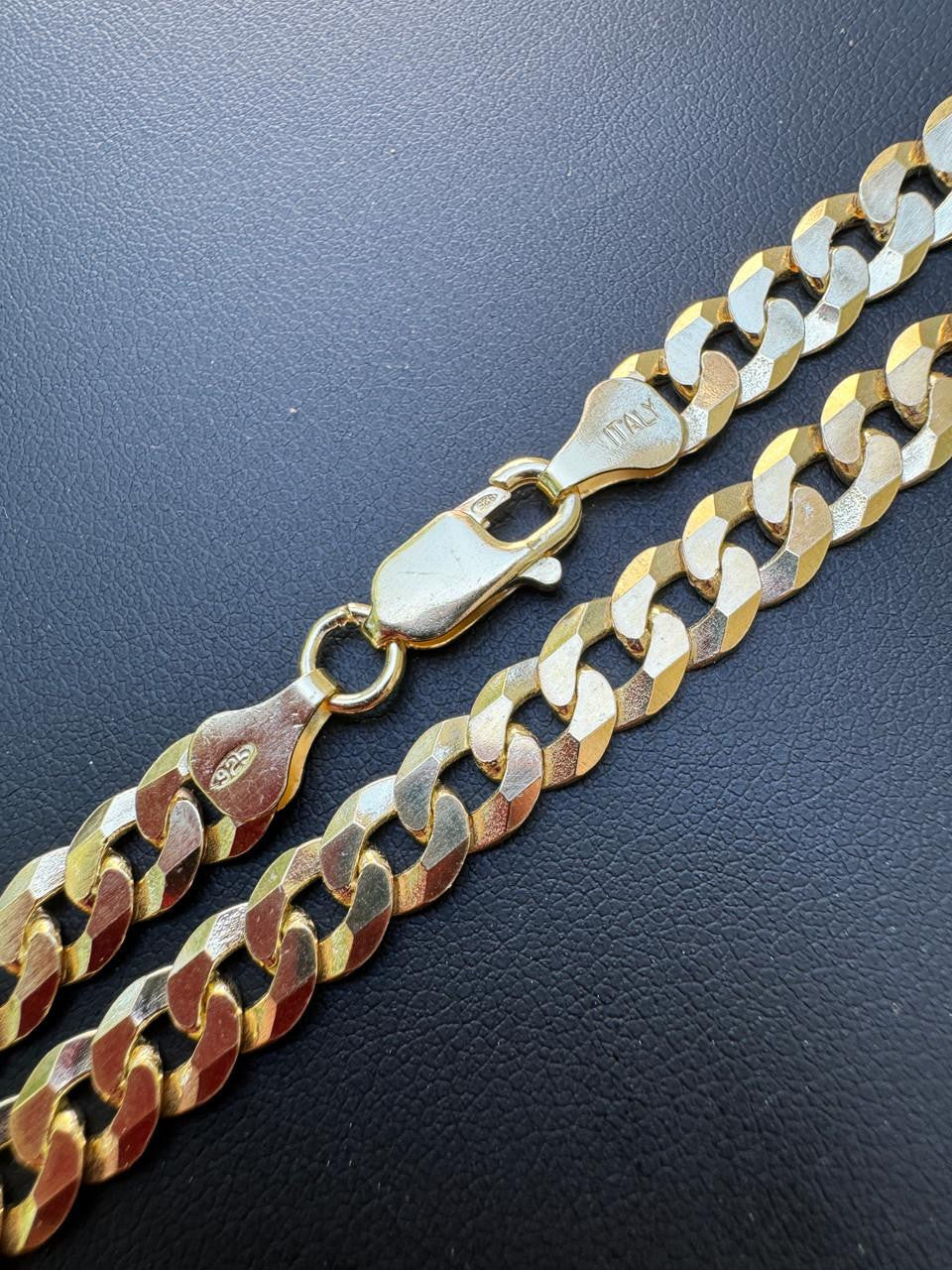 Flat Curb Cuban Chain Necklace - 14k Gold Vermeil 925 Sterling Silver - 16"-24" - 2mm-6mm Italy