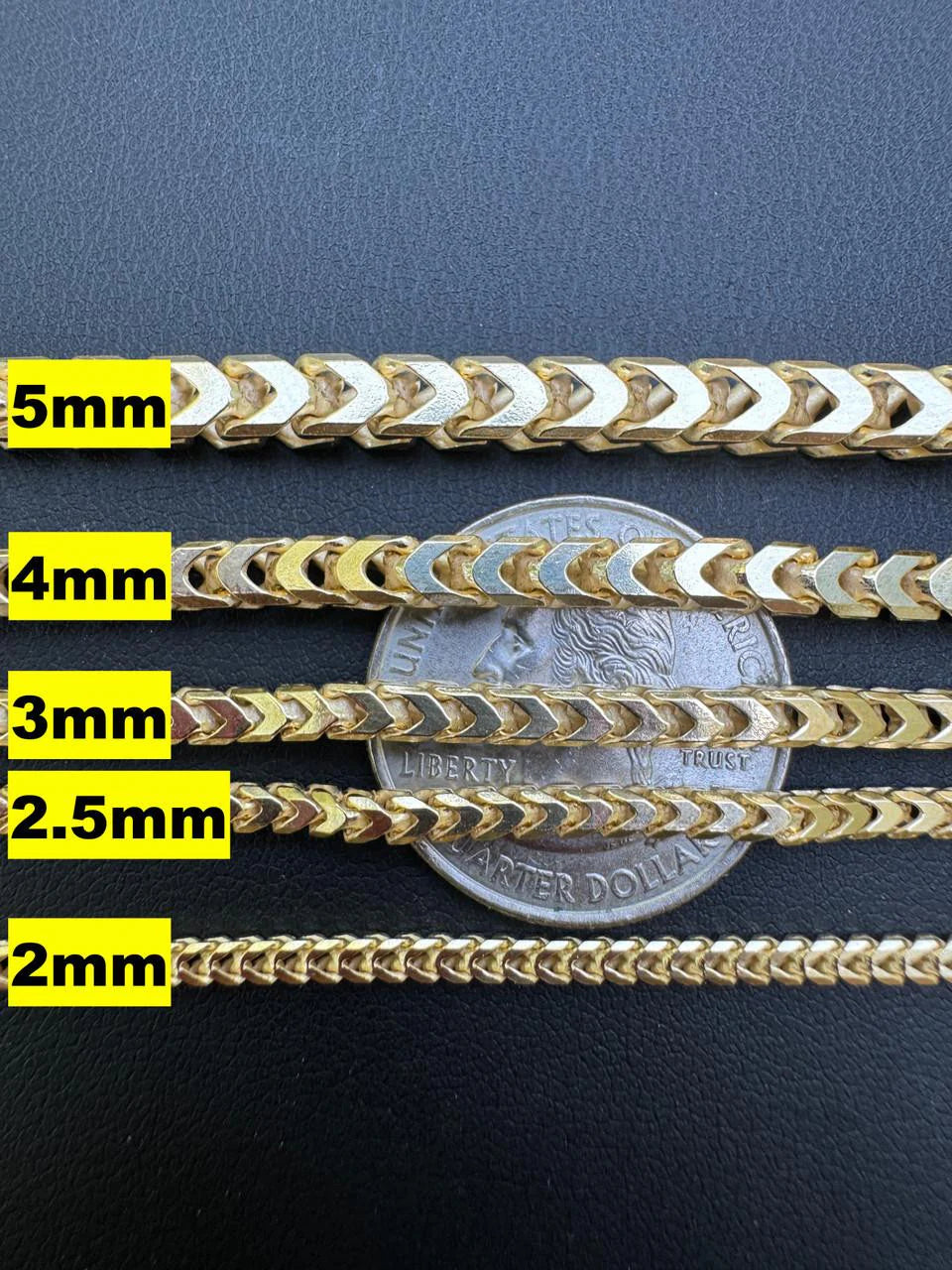 Franco Link Chain Necklace - 14k Gold Vermeil 925 Sterling Silver - 8"-30" - 1.3mm-7mm
