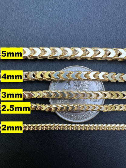 Franco Link Chain Necklace - 14k Gold Vermeil 925 Sterling Silver - 8"-30" - 1.3mm-7mm